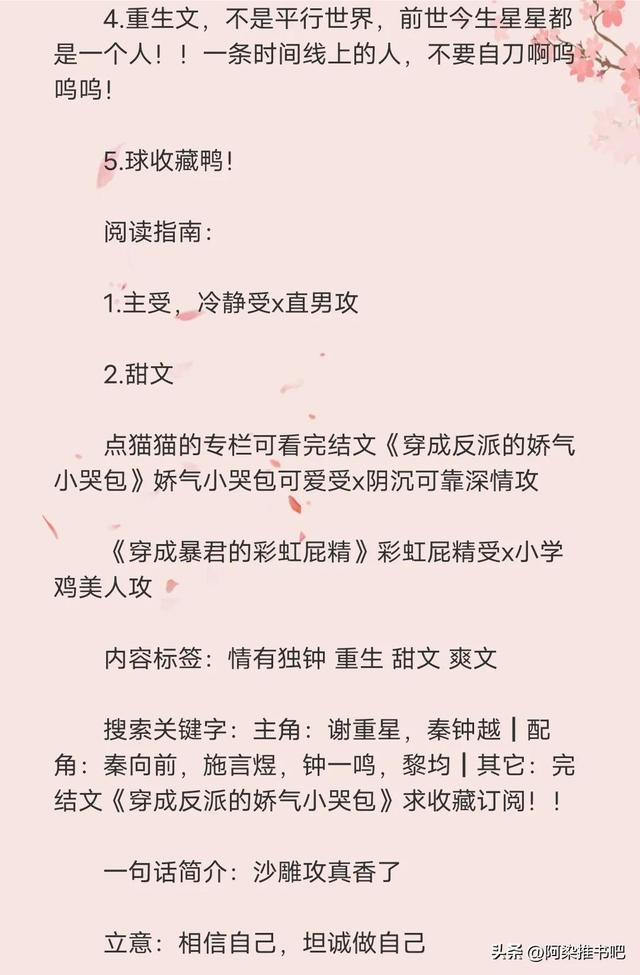 耽美推文，两本校园重生甜文