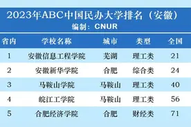 安徽民办大学2023排名：安徽信息工程学院夺冠，安徽新华学院第2图片