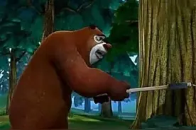 熊出没：狗熊岭只有光头强一人在砍树吗？别天真了，熊他们都在砍图片