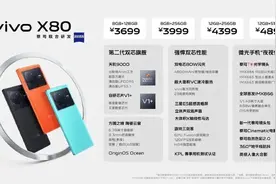 vivo X80系列正式发布，全系蔡司影像，3699元起图片