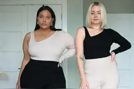 这才是真正的胖瘦大对比！外国一对胖瘦穿同款搭配，胖女孩竟不输图片