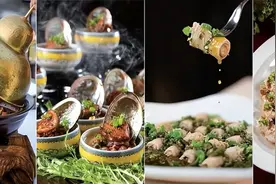 山药烧甲鱼,烧椒金钱肚,双味金蒜珍宝蟹,​藿香焗鲜鲍,特色峨眉鳝丝,​豆豉牛肉...11道精致味好特色川味家宴菜~图片