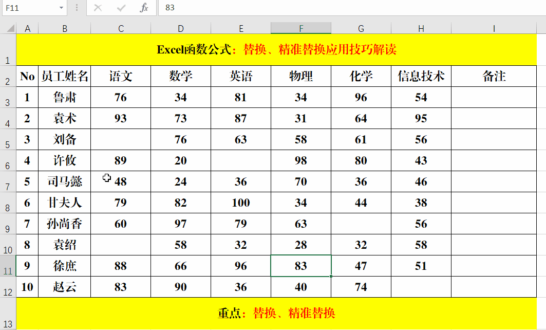 Excel中的替换、精准替换，你真的会用吗？