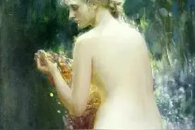 油画美女之天人合一图片