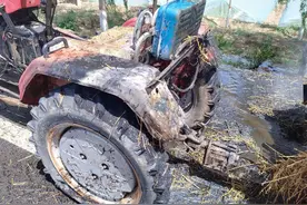 拖拉机行驶途中突然“上火”，银川消防紧急救援。图片