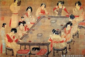 一场唐代宫廷仕女饮茶的场景——中国十大传世名画“宫乐图”图片