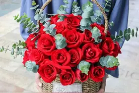 分享图片一漂亮的玫瑰花篮图片