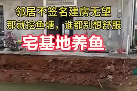 两败俱伤！邻居阻拦建房，那就“ 宅基地”挖深坑养鱼图片
