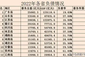 2022年我国各省负债总量和负债率排名图片