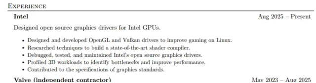 前Asahi Linux苹果GPU驱动负责人已加入英特尔