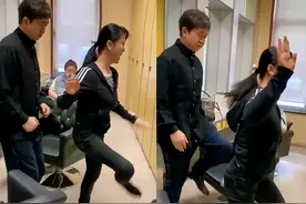 付笛声夫妇化妆间跳操！空间狭小挤成一团，任静太投入踢老公一脚图片