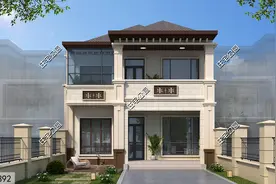 9×14米狭长宅基地，自建2层新中式住宅，东西墙做无窗设计图片