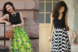 小个子不穿高跟鞋，也能显高！试试：低跟鞋+裙子，显高有女人味图片