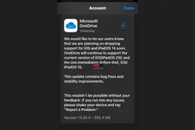 微软 OneDrive 即将停止支持苹果 iOS 14 / iPadOS 14图片