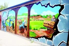 酒泉瓜州县：彩绘墙画扮靓美丽乡村图片