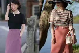 若是你才50岁，别打扮太老！“过膝裙”配单鞋，明年春天也不过时图片