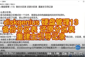 diskgenius 硬盘管理（13）备份分区表 还原分区表 重建主引导记录图片