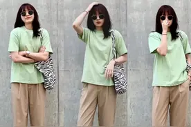 女生穿“果绿色”，清爽又显白，难怪夏天火爆了！照这样搭配就好图片