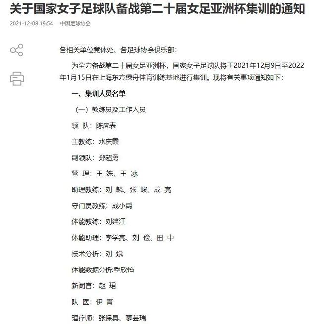 新一期女足集训名单解码:“水一期”有何不同?