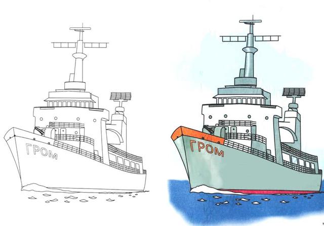 俄罗斯现代船舶的铅笔画(53张照片)