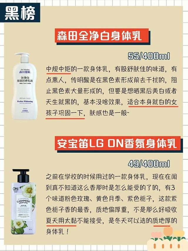 新买的身体乳推荐