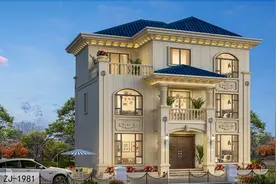 堂屋+棋牌室，12×8米三层欧式别墅，小进深宅基地就该这样建房图片