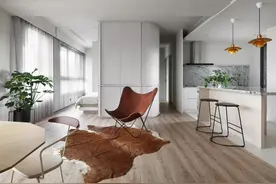 70㎡现代极简，卧室做成中岛式，小户型的格局一下子就打开了图片