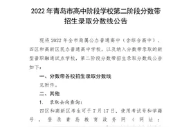 2022年青岛市高中阶段学校第二阶段分数带招生录取分数线公告图片