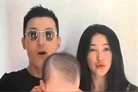 朱珠老公王昀佳晒全家福，素颜出镜亲吻宝宝，孩子正面照首次曝光图片