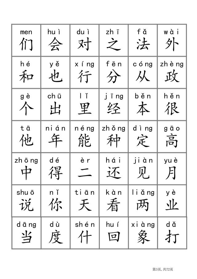 3000生字识字卡(有拼音)