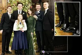 贝克汉姆全家福中的小秘密，46岁老爸掂脚尖，妄图追上儿子身高图片