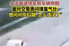 女子高速停车致车辆侧翻，面对交警质问理直气壮“想问问你们路 怎么违法了”图片