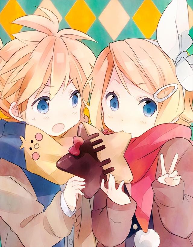 水瓶座:水瓶座专属情侣动漫插画,看起来比较可爱,一对穿着情侣服的