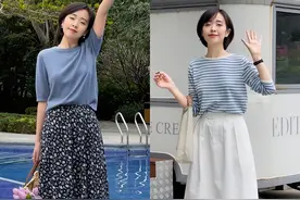 今年夏天，流行穿“半身裙+平底鞋”！舒适好搭配，温柔又减龄图片