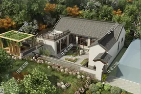 这个大庭院真让人爱了，14×12米中式一层，农村养老房就该这样盖图片