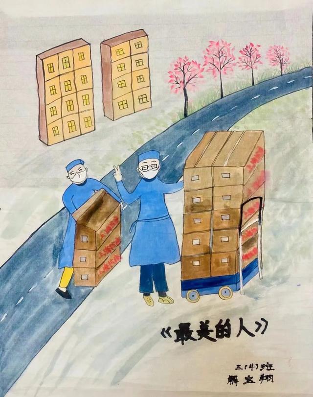 宝山这里的社区小先生以画抗“疫”，致敬逆行者