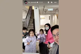 霍启刚晒全家福为郭晶晶过母亲节，3子女全部正脸出镜如复制粘贴图片