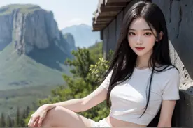山上漂亮的小姐姐#甜美女孩 #美女写真 #白色初恋裙 #大长腿视频封面