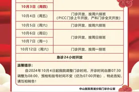 复旦大学附属中山医院青浦分院2024年“国庆节”假期门急诊安排图片