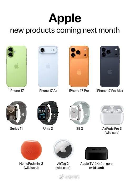 华为将于9月4日发布新款三折叠手机，iPhone17全系价格曝光→