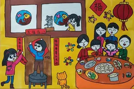 宝贝眼中的年味儿｜瑞雪纷飞，爆竹声声，孩子们用画笔绘出创意图片