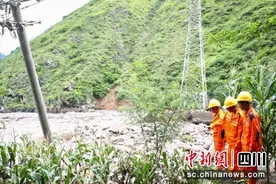 泸定供电全力抢修因暴雨等灾害受损输电线路图片