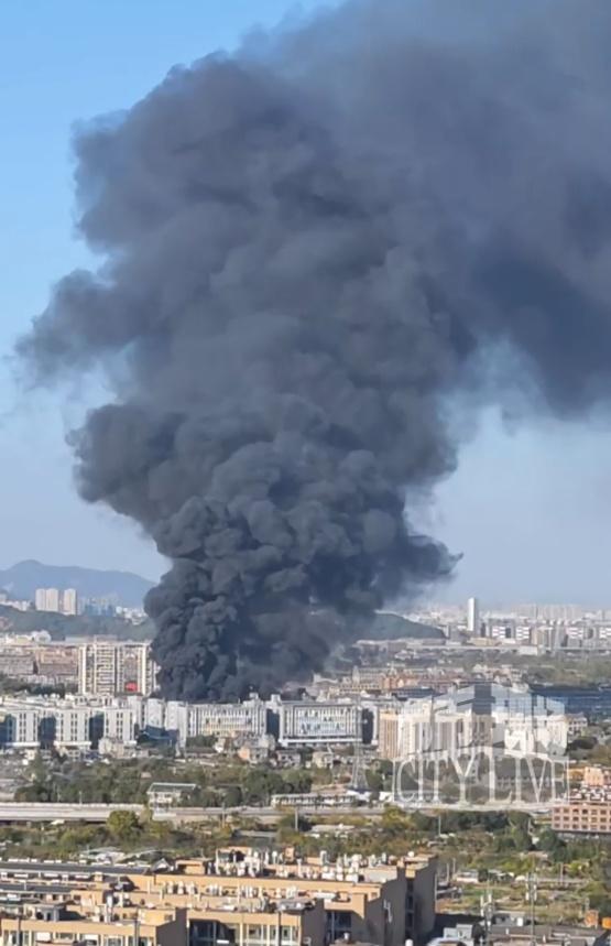 浙江台州一鞋业园内突发大火