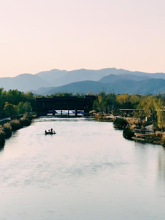 清河之洲好似江南水乡：冬阳芦苇碎碎金，野鸭浮波阵阵漪