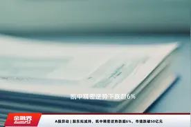 A股异动 | 股东拟减持，凯中精密逆势跌超6%，市值跌破50亿元视频封面