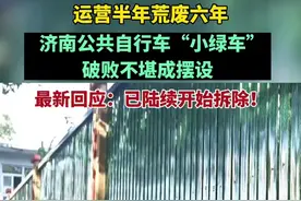 运营半年荒废六年，济南公共自行车“小绿车”破败不堪成摆设。最新回应：已陆续开始拆除！图片