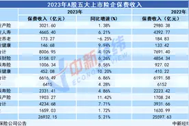A股上市险企2023年保费成绩单：寿险人寿第一，财险人保夺冠图片