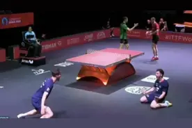 专家解读多哈世乒赛法国选手跪地受伤，这个庆祝动作一定要小心图片