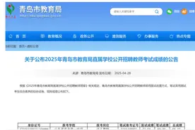 速看！2025青岛市教育局直属学校公开招聘教师考试成绩公布图片