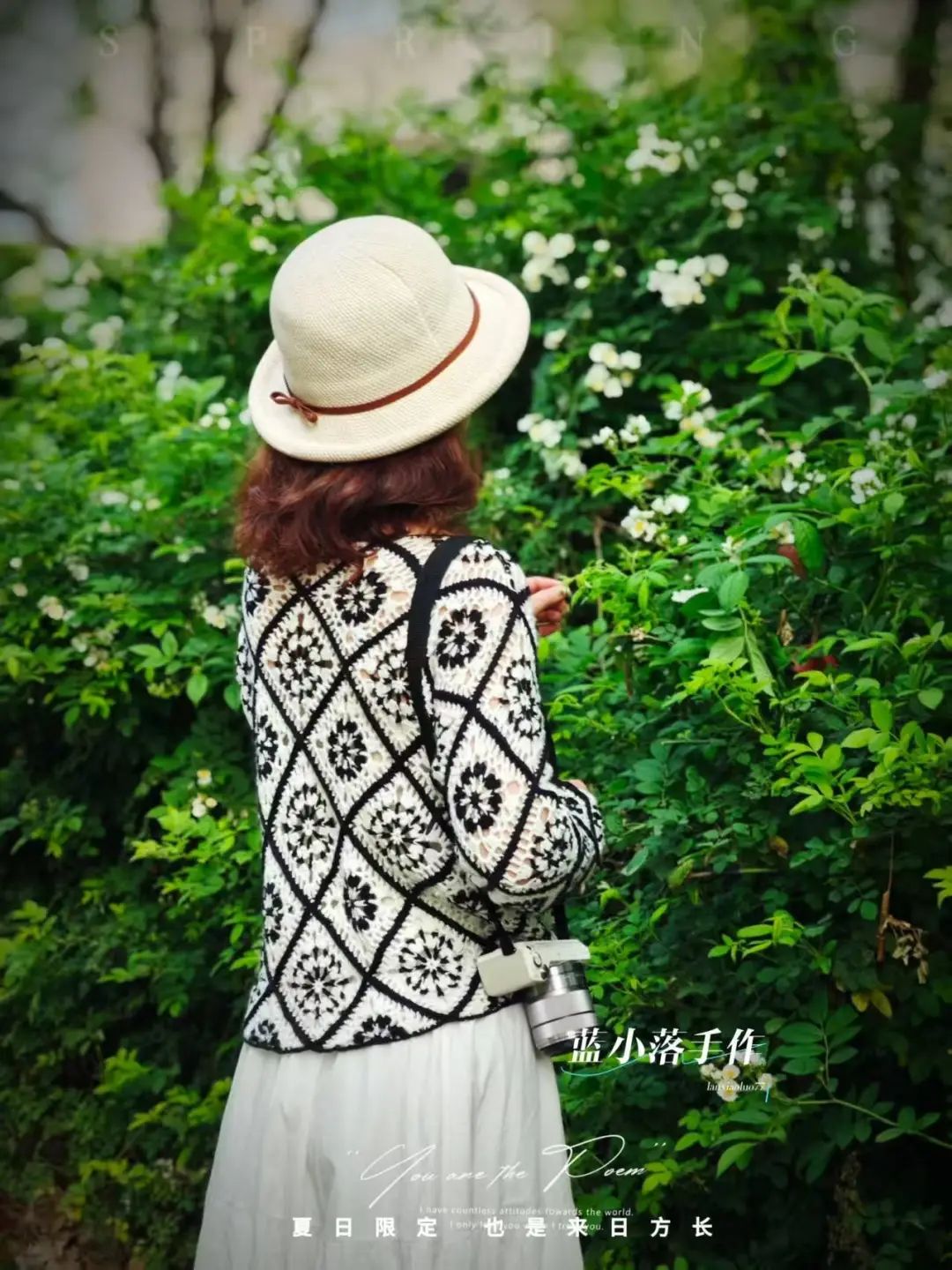 【蓝小落】光影-黑白经典拼花钩针套头衫(附详细教程)